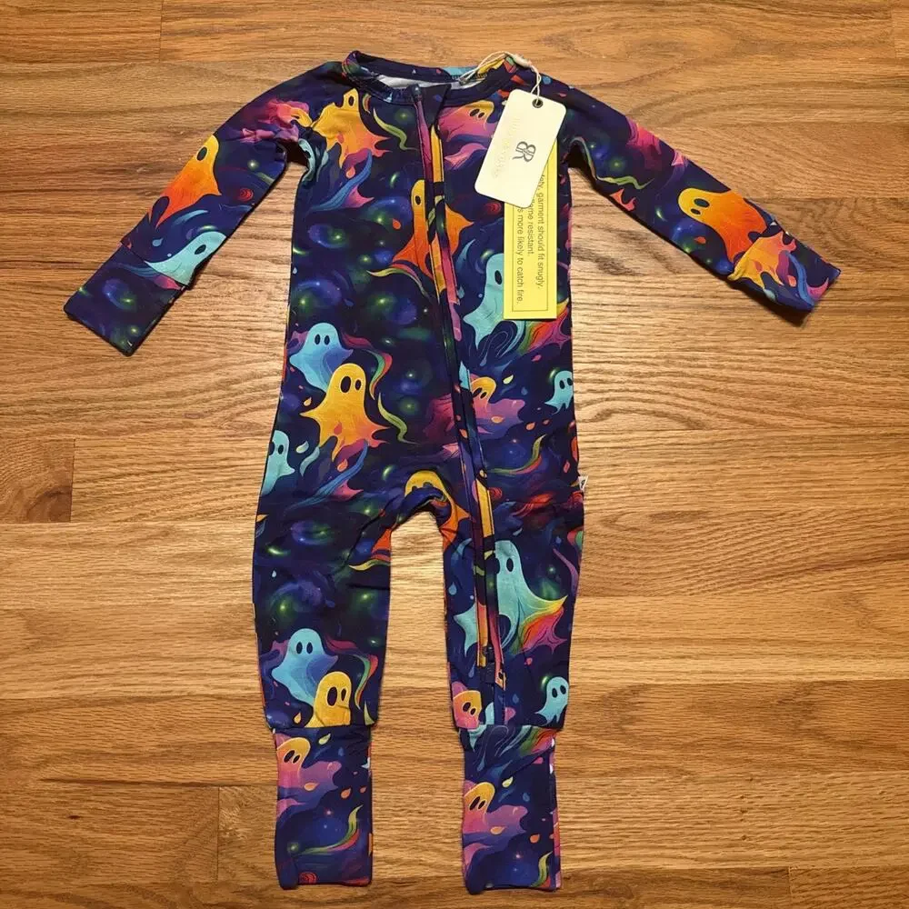 Bums & Roses 3-6 Month Convertible Romper Drop It Like It's Haunt Ghosts NWT